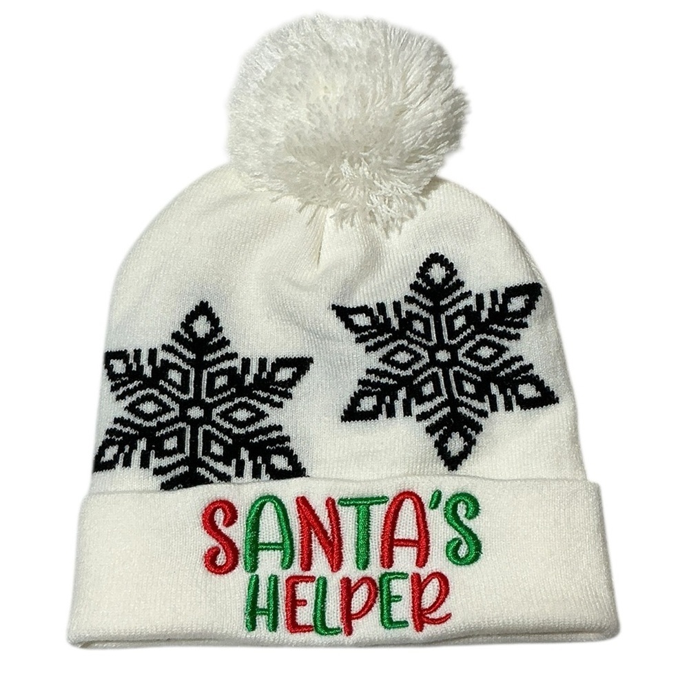 Festive Snowflake Beanie - White and Black